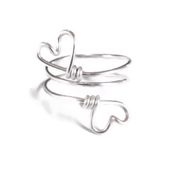 Double Heart Adjustable Midi Knuckle Ring 925 Sterling Silver Gold & Rose Gold - Picture 3 of 7